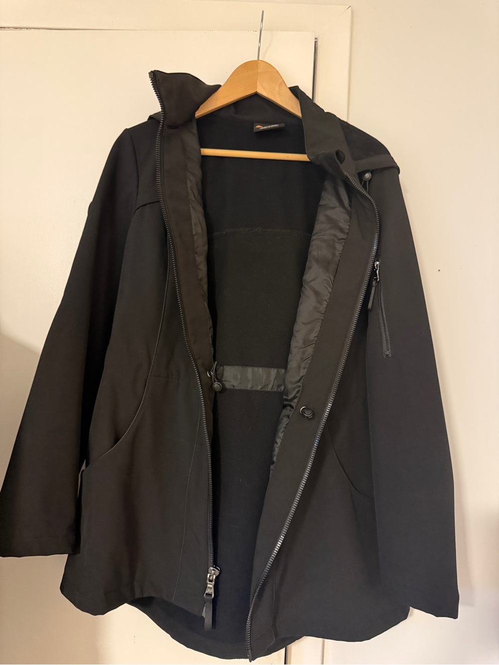 Women’s Black Trench Coat with Zip & Snap Front